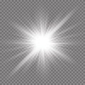 Glow light effect. Starburst with sparkles on transparent background. Vector illustration. Sun Royalty Free Stock Photo