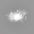 Glow light effect. Vector illustration. Christmas flash dust. White sparks and glitter special light effect. Vector Royalty Free Stock Photo