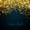 Glow light effect. Vector illustration. Gold glitter particles background. Royalty Free Stock Photo