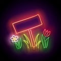 Glow Nameplate on the Lawn and Flowerbed