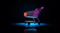 glow neon modern futuristic with. Shopping trolley in trendy neon light. generative ai shopping cart
