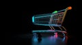 glow neon modern futuristic with. Shopping trolley in trendy neon light. generative ai shopping cart