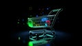glow neon modern futuristic with. Shopping trolley in trendy neon light. generative ai shopping cart