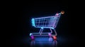 glow neon modern futuristic with. Shopping trolley in trendy neon light. generative ai shopping cart