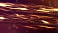 Glow particles form sci-fi cosmic background. looped 3d animation. Golden red strings