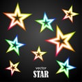 Glow particolored stars. Vector Illustration