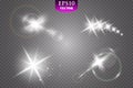 Glow special effect light, flare, star and burst. Isolated spark Royalty Free Stock Photo