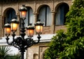 Glow from street lamps early evening in Spain Royalty Free Stock Photo