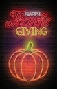 Glow Thanksgiving Greeting Card with Pumpkin and Inscription Royalty Free Stock Photo