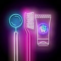 Glow Toothpaste Tube, Toothbrush and Dentist Mirror, Personal Care Products