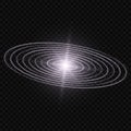 glow vector light effect, galaxy with planet orbit circles shining halo Royalty Free Stock Photo