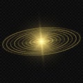 glow vector light effect, galaxy with planet orbit circles shining halo Royalty Free Stock Photo