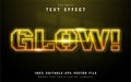 Glow yellow neon style text effect Royalty Free Stock Photo