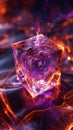 Glowing abstract crystal cube with vibrant energy