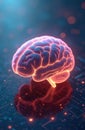 Glowing abstract digital brain visualized as interconnected code segments on dark tech background. Represents artificial Royalty Free Stock Photo