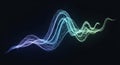 Abstract digital waveform with interconnected nodes and gradient colors on a dark background Royalty Free Stock Photo