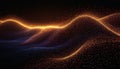 Glowing abstract digital waves of light particles in dark space Royalty Free Stock Photo