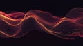 Glowing Abstract Particle Waveform on Black Background. Data Grid Technology Concept Royalty Free Stock Photo