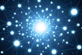 A glowing, abstract representation of a digital network or a central connection point. The image features a bright Royalty Free Stock Photo