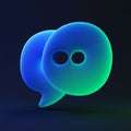 Glowing, abstract speech bubbles in a dark background, featuring a smooth, rounded Royalty Free Stock Photo