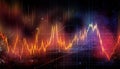 Glowing abstract technology backdrop with pulsating sound wave frequency curve generated by AI Royalty Free Stock Photo