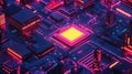 Glowing AI Chip Processor Connected to Network of Circuits Royalty Free Stock Photo