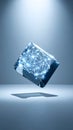 Glowing AI Network in a Floating Crystal Cube Royalty Free Stock Photo