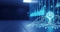 Glowing AI network processing big data visualization Royalty Free Stock Photo