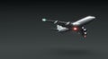 Glowing airplane on dark background