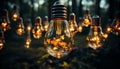 Glowing antique lantern illuminates dark night with vibrant imagination generated by AI