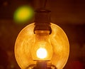 Glowing Antique Railroad Lantern With Green Lens Flare