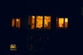 Lighted night windows of houses Royalty Free Stock Photo