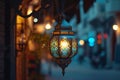 Glowing Arabic Lantern Illuminating the Night. Ramadan Mubarak Royalty Free Stock Photo