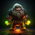 Glowing Armored Dwarf: Dark And Gritty 3d Character Art