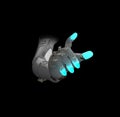 Glowing artificial hand