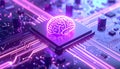Futuristic AI Brain Chip with Neural Network Circuit and Artificial Intelligence Technology Royalty Free Stock Photo