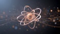 Glowing Atomic Structure with Electron Orbits in Space ai generated Royalty Free Stock Photo