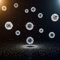 Glowing Atoms Orbiting in Dark Space Royalty Free Stock Photo