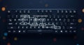 Glowing automation flowchart on a modern keyboard with bokeh background lighting effect Royalty Free Stock Photo