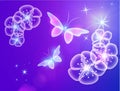 Glowing background with magic butterflies and sparkling stars.
