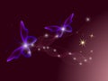 Glowing background with magic butterflies and sparkling stars.