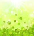 Glowing background with shamrocks for St. Patricks Day