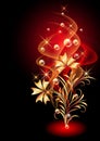Glowing background with smoke and golden ornament