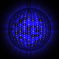 Glowing ball or sphere with random binary numbers - composed of different blue elements against a black background Royalty Free Stock Photo