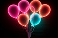 Glowing balloon Neon sign lights up the night with playful brilliance Royalty Free Stock Photo