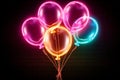 Glowing balloon Neon sign lights up the night with playful brilliance Royalty Free Stock Photo