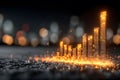 Glowing Bar Graph with Bokeh Background for Data Visualization and Business Growth Concepts Generative AI Royalty Free Stock Photo