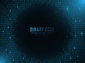 Glowing binary code on a dark blue background. Hi-tech design. World network. Modern technology template. Vector illustration