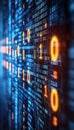 Glowing Binary Code Data Stream Futuristic Digital Technology Background, Abstract Information Flow Royalty Free Stock Photo