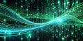 Glowing Binary Code Data Stream A Futuristic Visualization of Network Security and Data Science Royalty Free Stock Photo